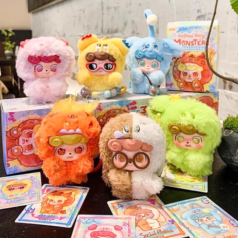 Anime Action Figure Blind Box - Q.Kid Seri Monster Berbulu Emosional Kotak