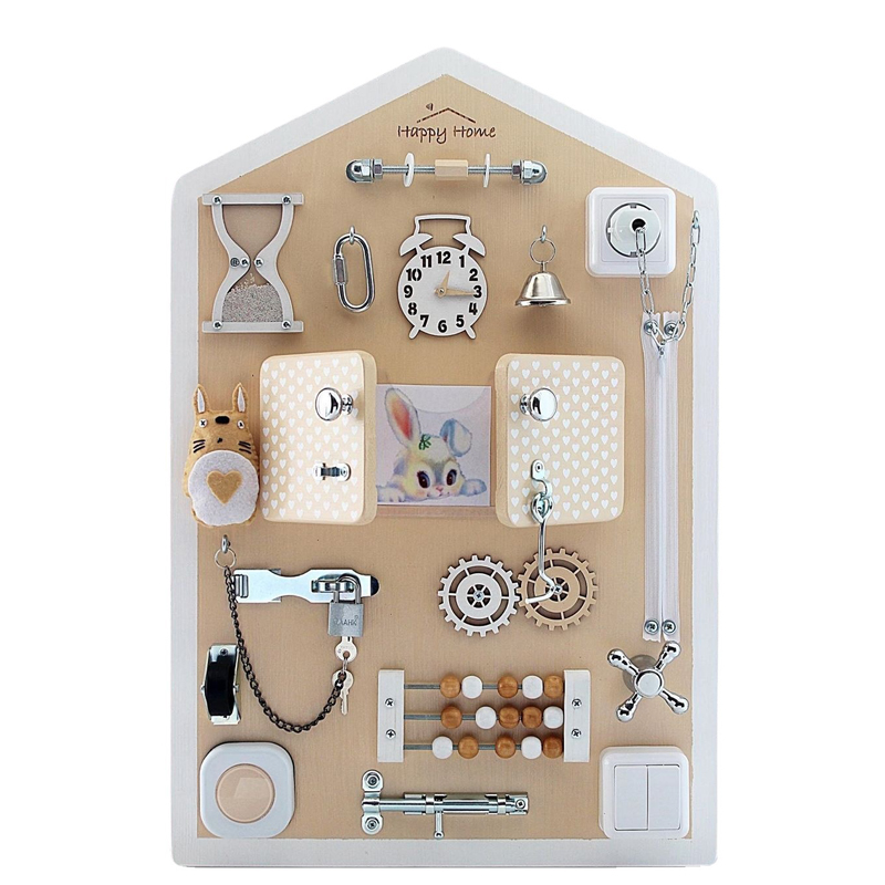 Montessori mainan kayu Aksesor - Montessori Wooden Busy Board Toddler ulasan dan harga